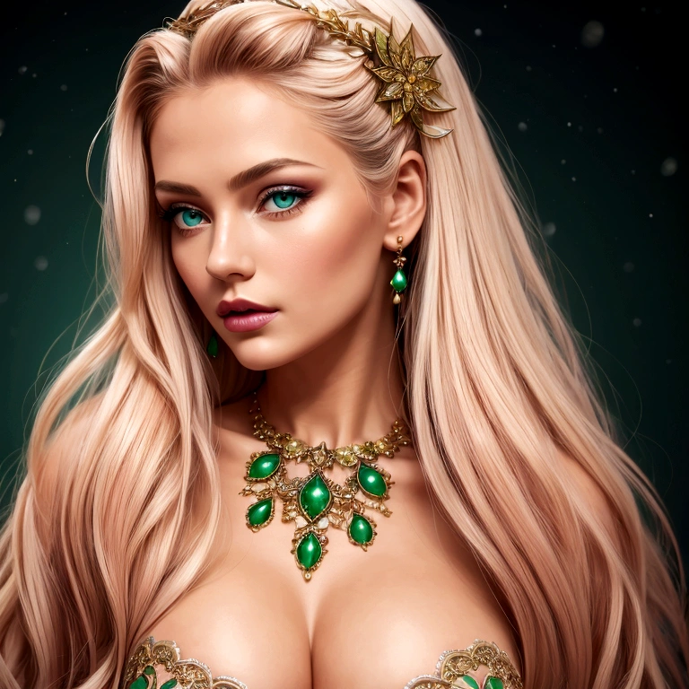 vintage style fantasy, masterpiece, magnificent art, best quality, 1girl, close-up girl nordic princess, Scandinavian mountains, winter weather, symmetrical and hyper detailed face, silky skin like peach silk, vibrant and aggressive green eyes, white and messy hair up to the waist, sculptural body, (sparks: 0.7), Adobe Illustration, Trand on Artstation, 8K, hd, UHD, cold and soft lighting,  --q 500 --s 100, -
