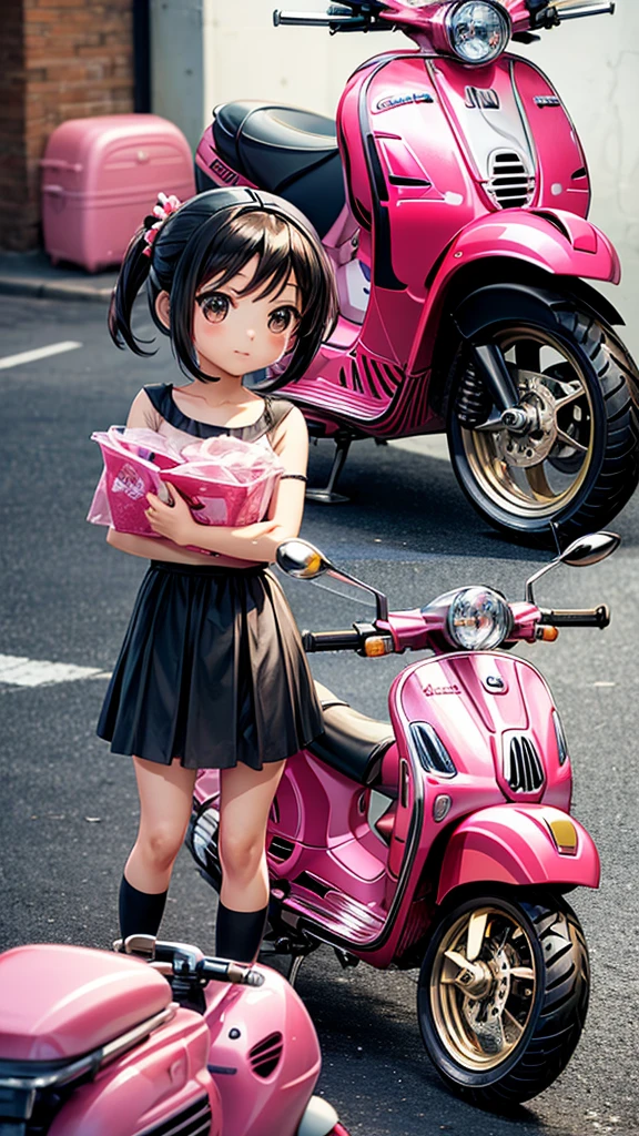 prompt: (chibi:1.4),(1motorbikepinkVespa:1.5),