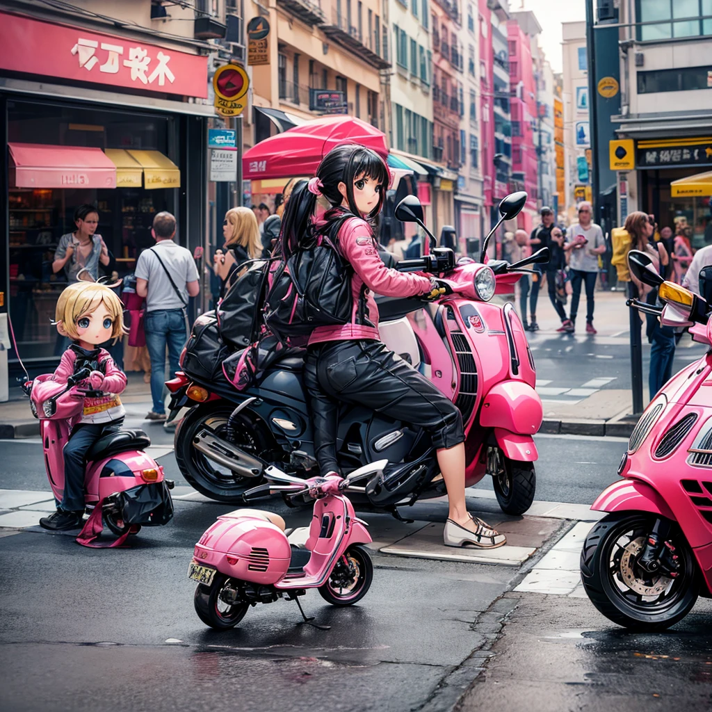 prompt: (chibi:1.4),(1motorbikepinkVespa:1.5),