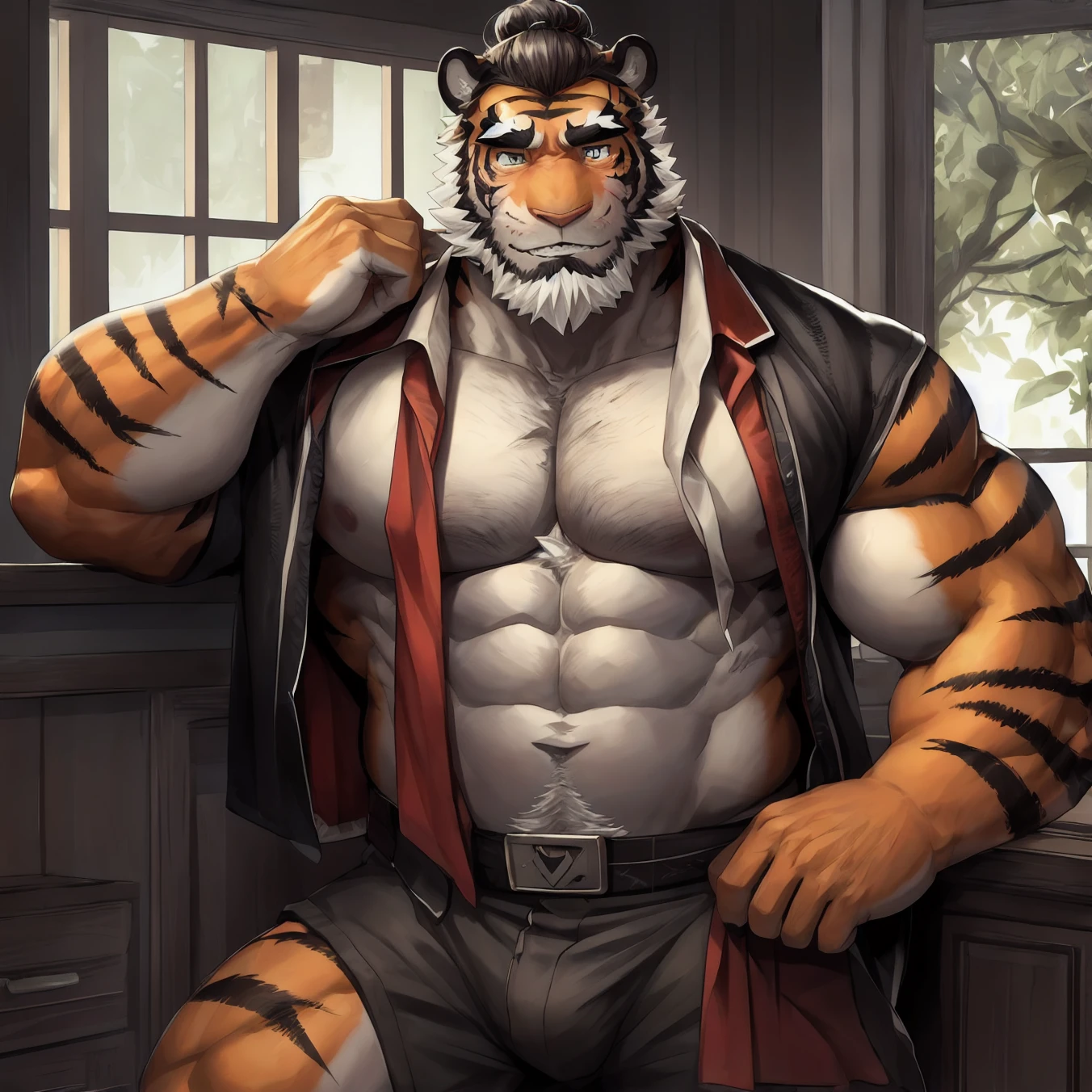 masterpiece,Highest quality,One boy,(Huai_Balance),alone,Muscular male,Hello,It's notHellong,8k hd,Attention to detail,Detailed Background,masterpiece,Muscular,Muscularの人体,Old age,Displaying the viewer,Hair Bun,beard,Sideburns,Open clothes,CHellonese clothes,nail,THellock eyebrows,Orange body,Facial hair,Tiger's Tail,Brown Hair,head band,Tiger Ears,Tiger Boy,Medium Hair,Upper Body,crazy, Worried, Sobbing, Rape face, , I was annoyed., envy, It was a shame, Apply blush all over the face, Expressionless eyes, Dealing with Others, tooth, Yandere, Sparkle, heavy breatHellong, A nervous smile, tear up, First Person View,Kissing in front of the screen, penis, sweat, cum