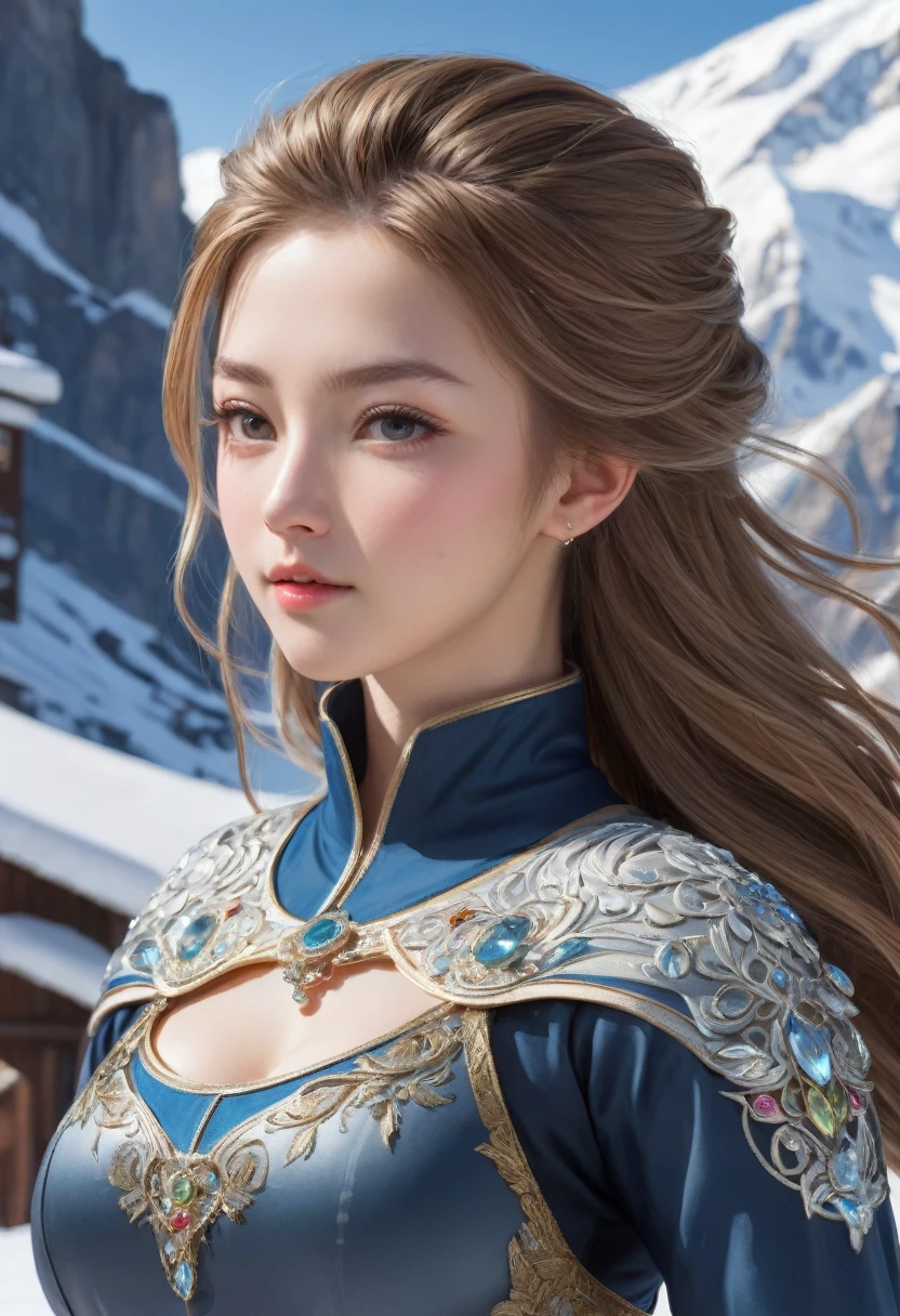 8K resolution, masterpiece, Highest quality, Award-winning works, unrealistic, Final Fantasy, Royal Jewel,Photorealistic paintings by Midjourney and Greg Rutkowski, , elegant, Very detailed, Delicate depiction of hair, Miniature Painting, Digital Painting, Art Station, Concept Art, Smooth, Sharp focus, shape, nature, Clear shadows, Full body portrait, 22-year-old woman, , Height: 170cm, Large, firm, swaying bust, Ski resort, Snow Mountain, Female Snowboarder,Olympian snowboarder, Snowboard Giant Slalom, Ski resort, slalom, Flashy snowboarder's clothing, Complex construction, Snowboarding, Snowboard down a steep slope, Glide, erotic, One sexy woman, healthy shaped body,,