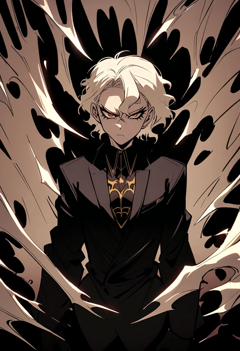 Akira Fudo, Devilman Crybaby, Male, with black clothes, background yellow
