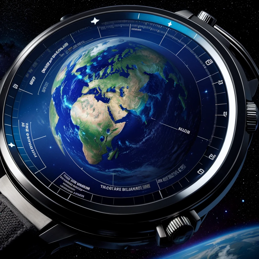astronaute watch forward earth from blue neon planet pluton 