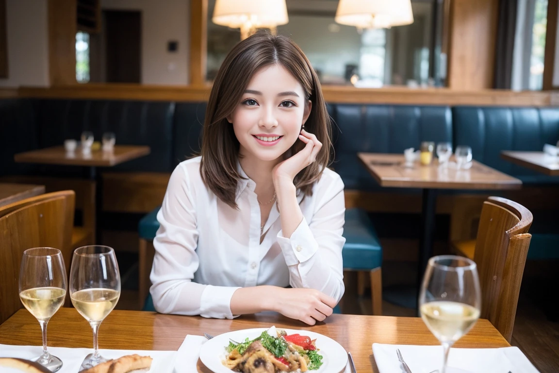 ((Highest quality、8K、masterpiece:1.3))、slimカップル、modelカップル、(Realistic, Intricate details:1.2), full-course dinner、Wine Party、Amazing view of the sunset sky and clouds、A bright smile、The wonderfulness of smile、Bright image、The beauty of wine, Beautiful Face, blue eyes, The light shines on your face, Blushing, short hair,Bright Face、 (Age 37), 39 years old, red wine 、Appetizers、Italian food、Wine bottle、Champagne、sparkling wine、Two beauties、Brown Hair、Shortcuts、Long sleeve shirt、dress、Beautiful woman 1, (slimな顔), (The body is slim), (Brown Hair), (Shortcuts), cheeks turn a little red,Attractive beauty、restaurant, In a prominent place (From the waist up) Nova Frog Style, actress, model, Upper Body, White wine, slim, wine glass, 中央に置かれたwine glass, smile, (smile: 1.15), Beautiful fine grain, Depth f/2,saturation, High Contrast, Strong light and shadow,Moist Body:1.5、3D texture、Delicate eyes、Brown Hair、The hair is very shiny、