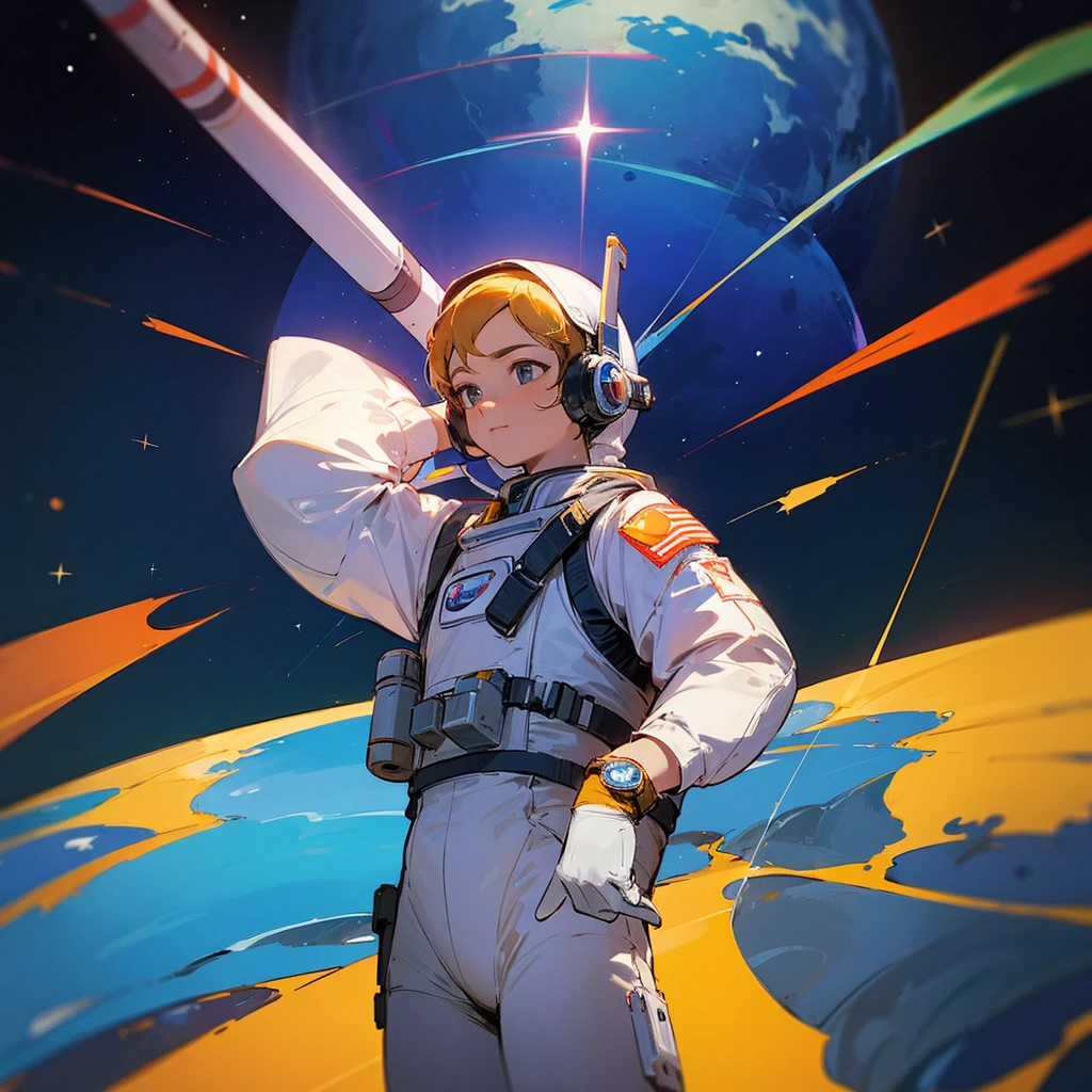 astronaute watch forward earth from his rocket