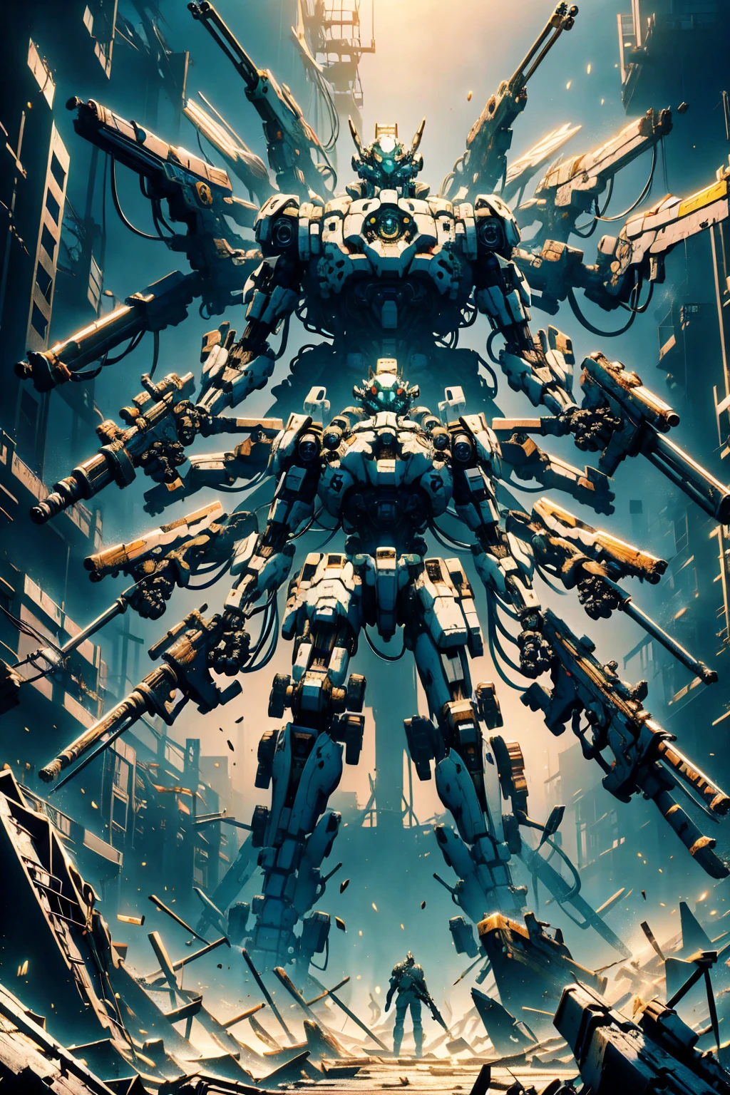 Heavy mecha double shoulder gun mecha design