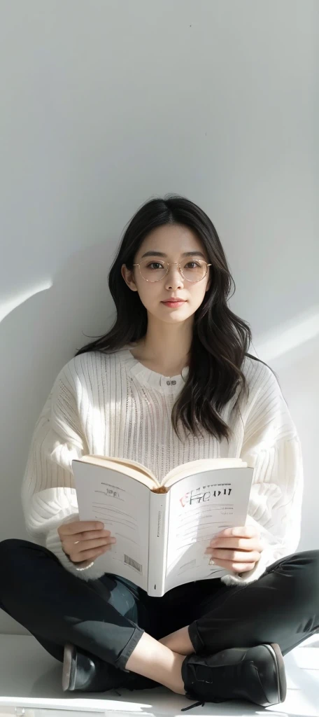Female staff,In the office,Real scenes,Real portrait,Disc glasses,Full breasts,D cup,Black bikini,Dark blue skinny jeans,Smooth waist skin,Navel,Ilium is round and smooth,Delicate facial skin,Smooth hair,Real skin,衣着布料真实Feeling褶皱Feeling,Description,Exquisite facial features,No invisible watermark,Non-glaring light and shadow,Natural light and shadow,Black Hair,Pure Desire,Feeling,Smile,Best quality,masterpiece,front,Legs apart,Sitting at the table,Hips pouted,Leg split,(Detailed facial depiction),(Detailed depiction of clothes)