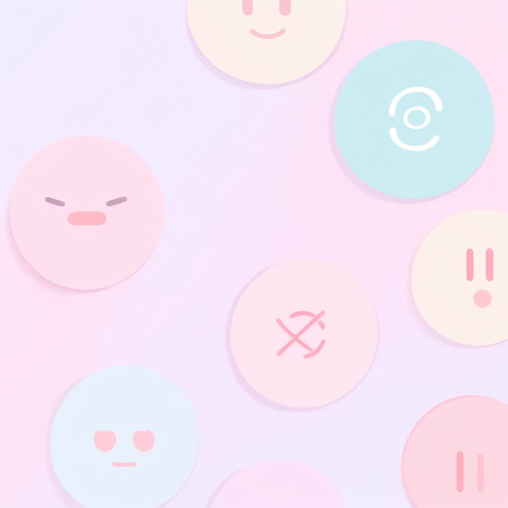 pastel colors, reaction mark