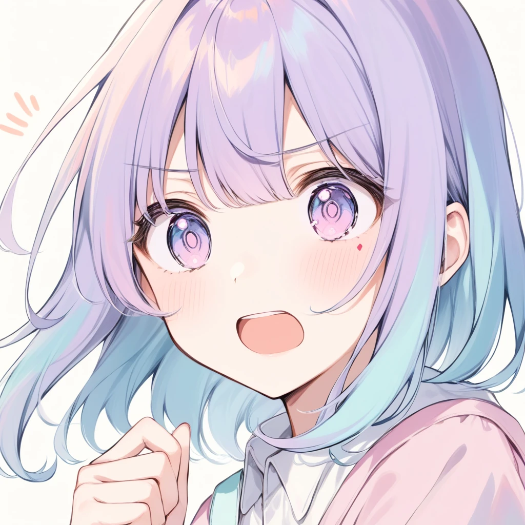 pastel colors, reaction mark