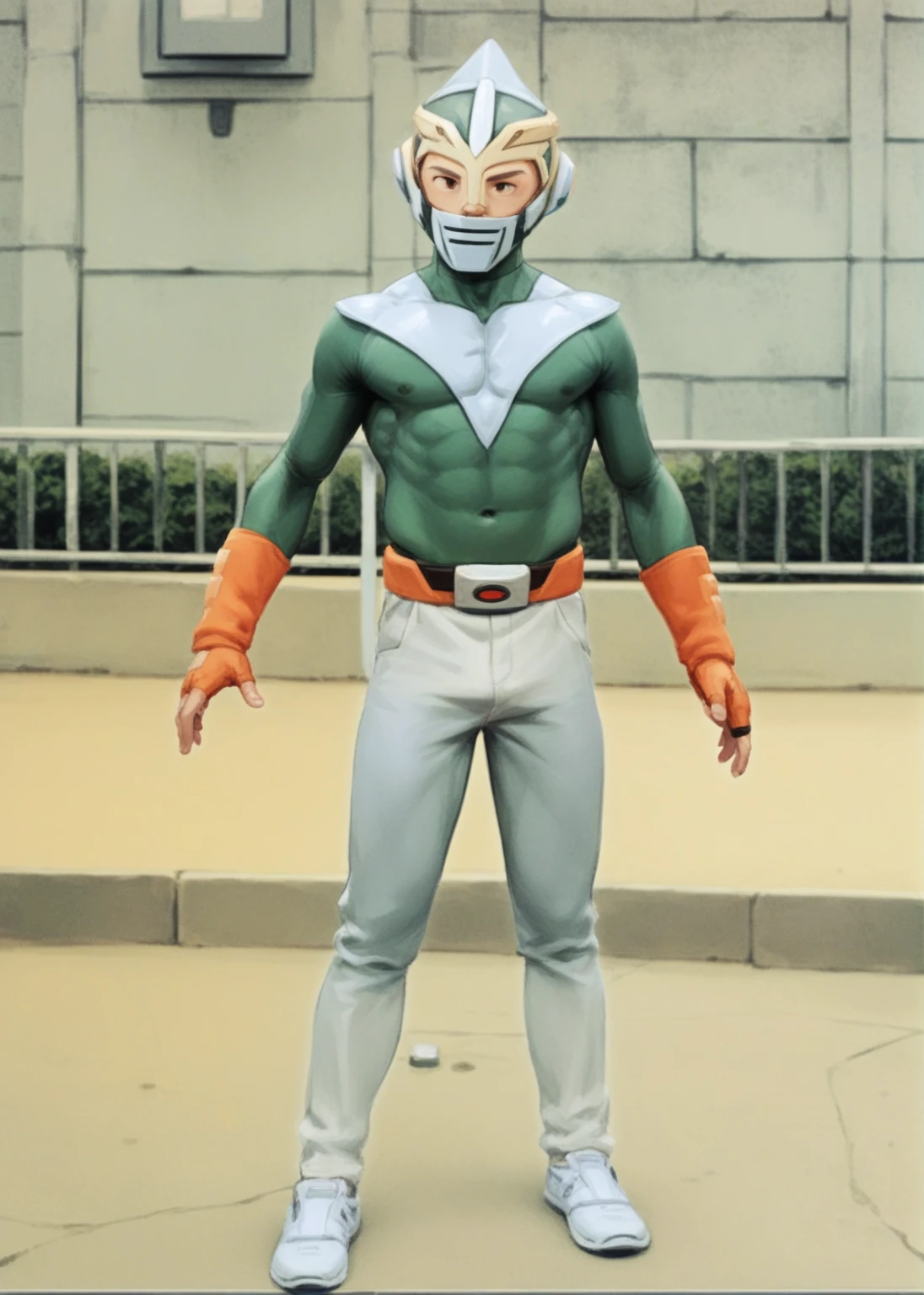 Superhero Thunder Mask、Only the mask, the body is naked、Hairy body、40s、