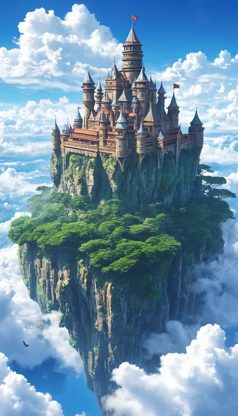 Realistic high quality photos、Laputa: Castle in the Sky, towering above the clouds、
