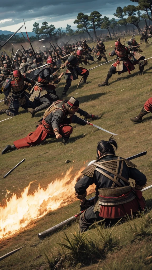 Rival warlords engaged in fierce combat at the Battle of Sekigahara