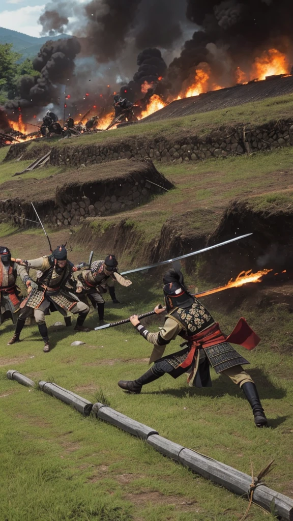 Rival warlords engaged in fierce combat at the Battle of Sekigahara
