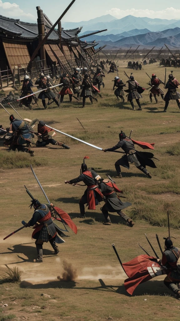 Rival warlords engaged in fierce combat at the Battle of Sekigahara