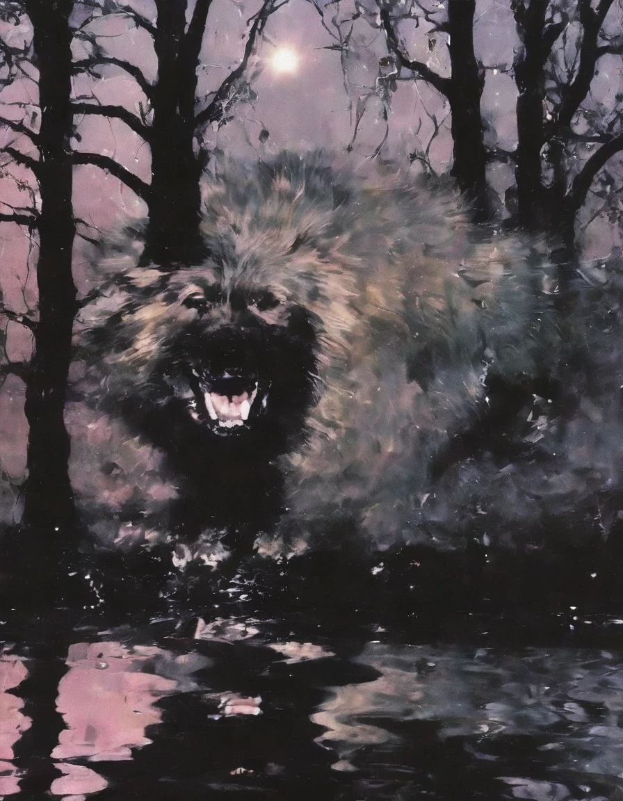 dog in dark forest, GlitchV style