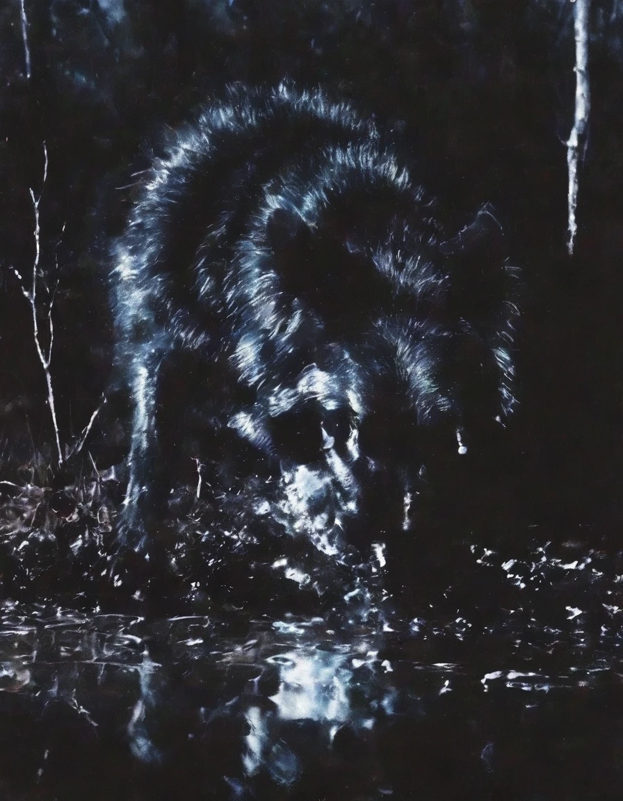 dog in dark forest, GlitchV style