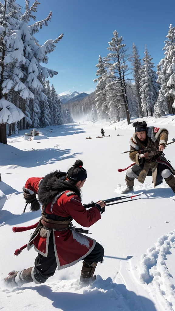 In the snow、Rival warlords are engaged in fierce battles