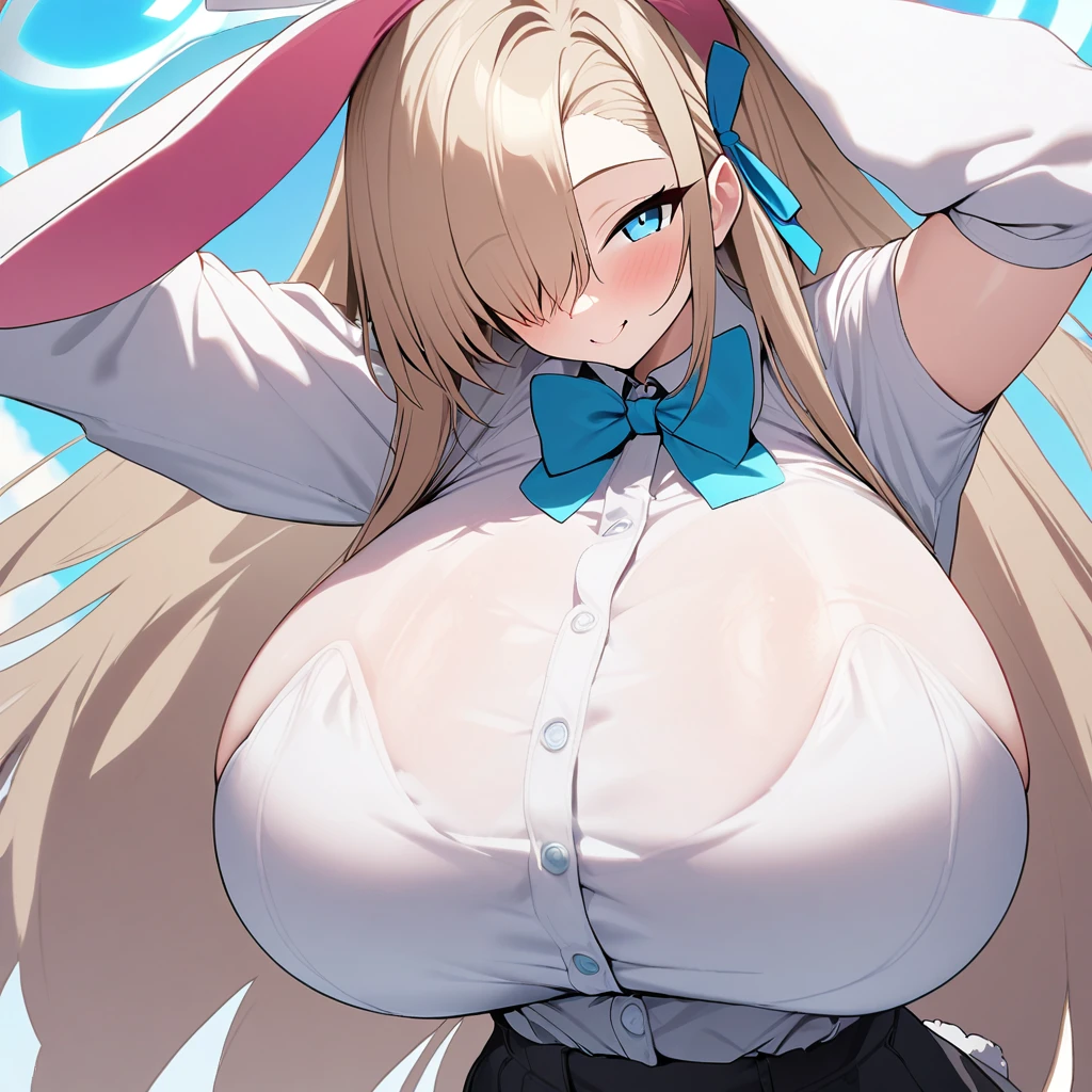 asuna(blue archive),1girl,solo,halo,bunny costumes,Females in heat,super huge breasts,looking at viewer