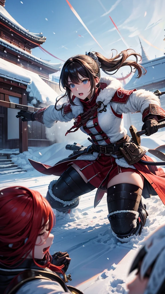 In the snow、Rival warlords are engaged in fierce battles