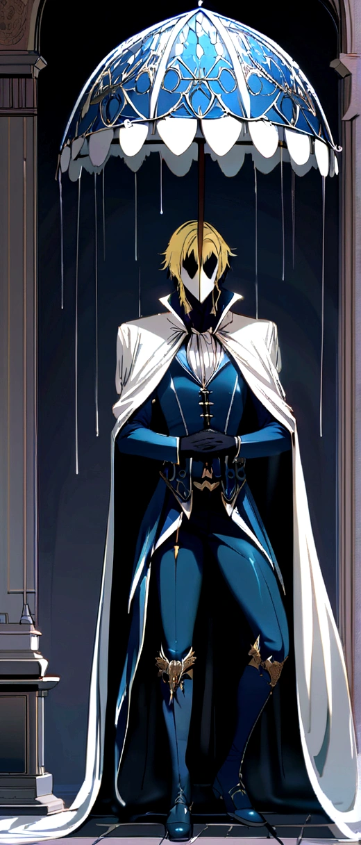 Une super-héroïne avec masque et cape, avec des collants bleus, avec ceinture jaune, qui fait une fellation a un sexe d homme sous la pluie.