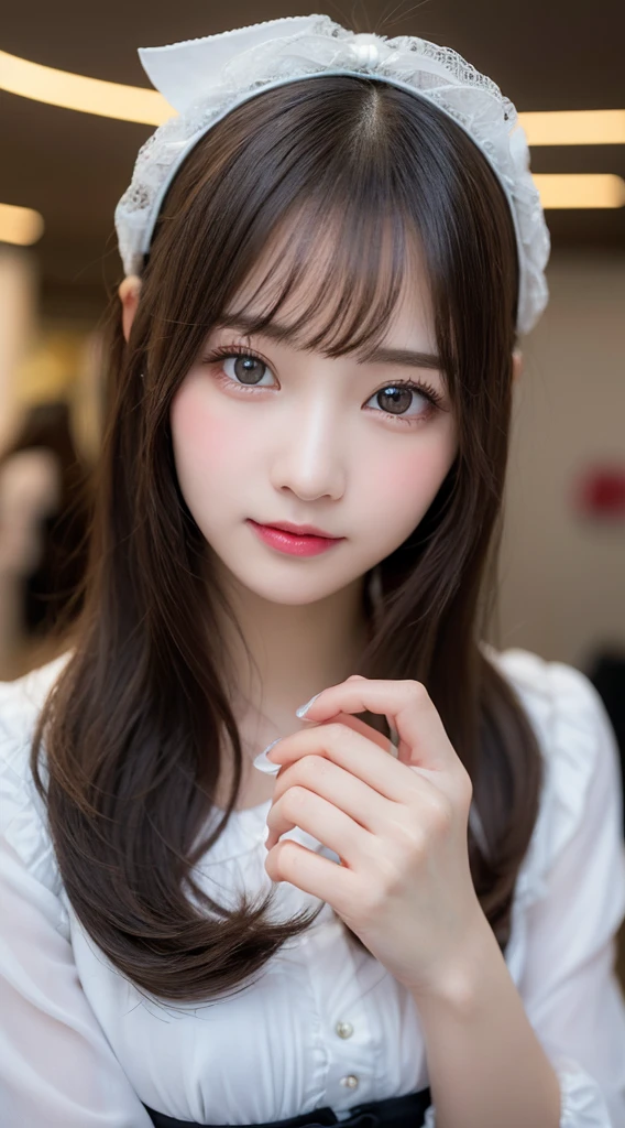 Tabletop, Highest quality, shape, Very detailed, finely, High resolution, 8k wallpaper, 完璧なダイナミックな構shape, Beautiful and exquisite,ランダムなcute髪,,Natural color lip、20-year-old girl、cute、Looking into the camera,Always blur the background,Perfect and beautiful face,Slim face and figure,Big eyes、Putting on gal makeup,Small face,Shooting from below、Blurred Background,Elegant feminine face、Cyberpunk Fashion、smile、Change pose randomly、Randomly change the shooting angle and position、One person、ta Fashion、Cinderella、Real Photo、Raw photo