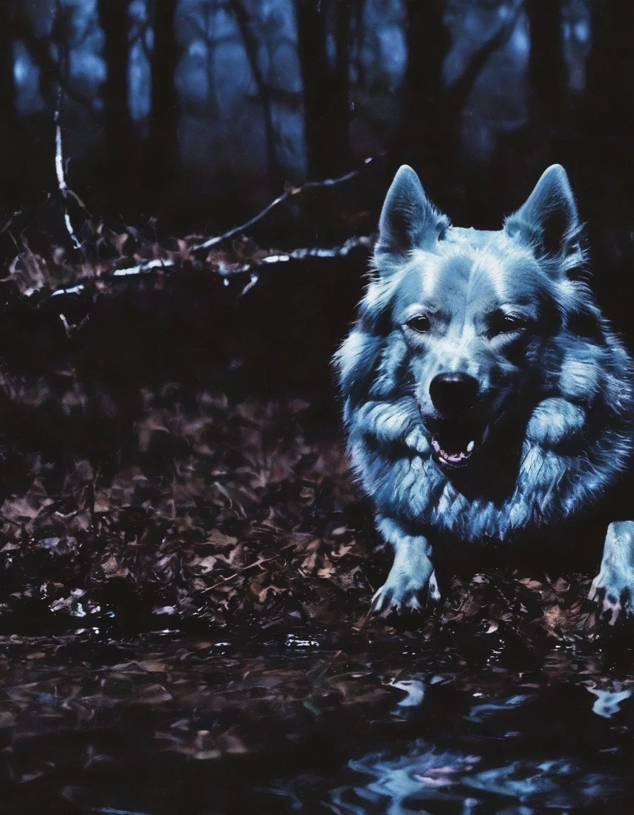 dog in dark forest, GlitchV style