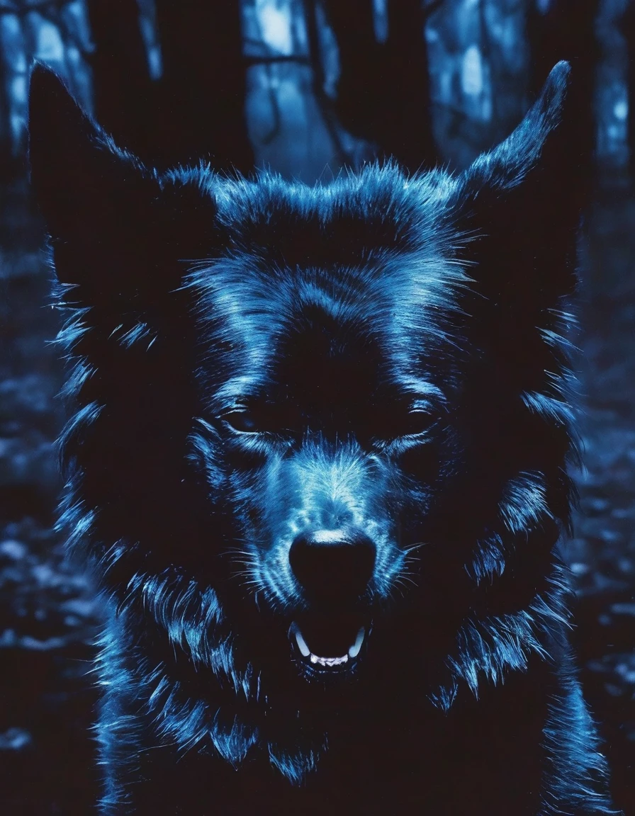dog in dark forest, GlitchV style