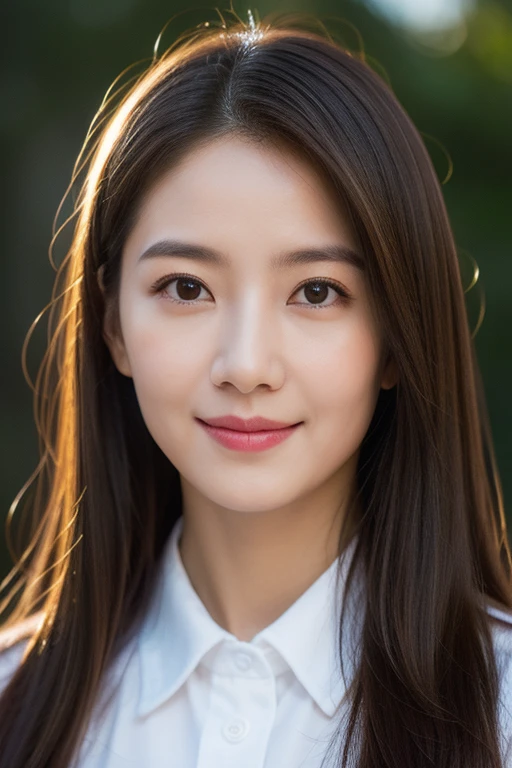 long Brond Hair、straight haired、Bright brown eyes、infp young woman、physician、cute little、Innocence、Photorealsitic、lensflare、looking at the viewers、shinny skin、Uniforms、intricate-detail、​masterpiece、top-quality、cinematric light、hight resolution、A detailed eye、detailed facial features