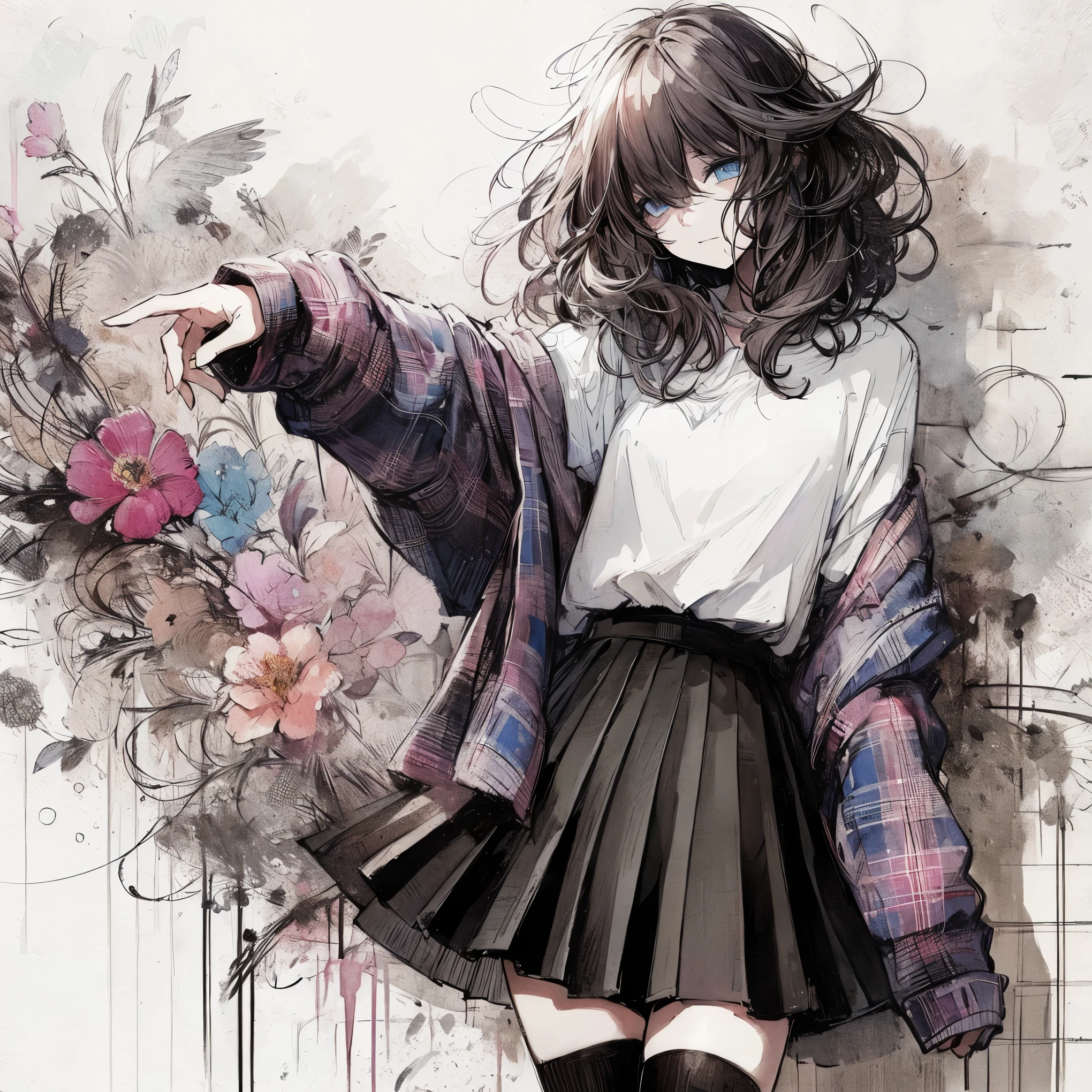 Official art using high-quality hand-drawn watercolor sketch techniques. (best quality,4k,8k,highres,masterpiece:1.2),ultra-detailed,beautiful detailed eyes,A girl with beautiful eyes, everyone, beautiful anime girl, cute anime girl, smooth anime art, anime style, elegant colors, soft lighting, delicate beautiful eyes, very coquettish, (beautiful large breast:1.2), (correct hands:1.2),