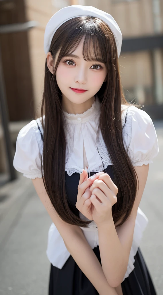 Tabletop, Highest quality, shape, Very detailed, finely, High resolution, 8k wallpaper, 完璧なダイナミックな構shape, Beautiful and exquisite,ランダムなcute髪,,Natural color lip、20-year-old girl、cute、Looking into the camera,Always blur the background,Perfect and beautiful face,Slim face and figure,Big eyes、Putting on gal makeup,Small face,Shooting from below、Blurred Background,Elegant feminine face、Cyberpunk Fashion、smile、Change pose randomly、Randomly change the shooting angle and position、One person、ta Fashion、Cinderella、Real Photo、Raw photo