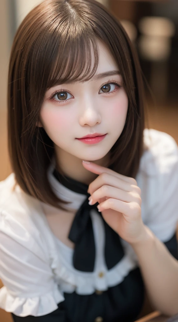 Tabletop, Highest quality, shape, Very detailed, finely, High resolution, 8k wallpaper, 完璧なダイナミックな構shape, Beautiful and exquisite,ランダムなcute髪,,Natural color lip、20-year-old girl、cute、Looking into the camera,Always blur the background,Perfect and beautiful face,Slim face and figure,Big eyes、Putting on gal makeup,Small face,Shooting from below、Blurred Background,Elegant feminine face、Cyberpunk Fashion、smile、Change pose randomly、Randomly change the shooting angle and position、One person、ta Fashion、Cinderella、Real Photo、Raw photo