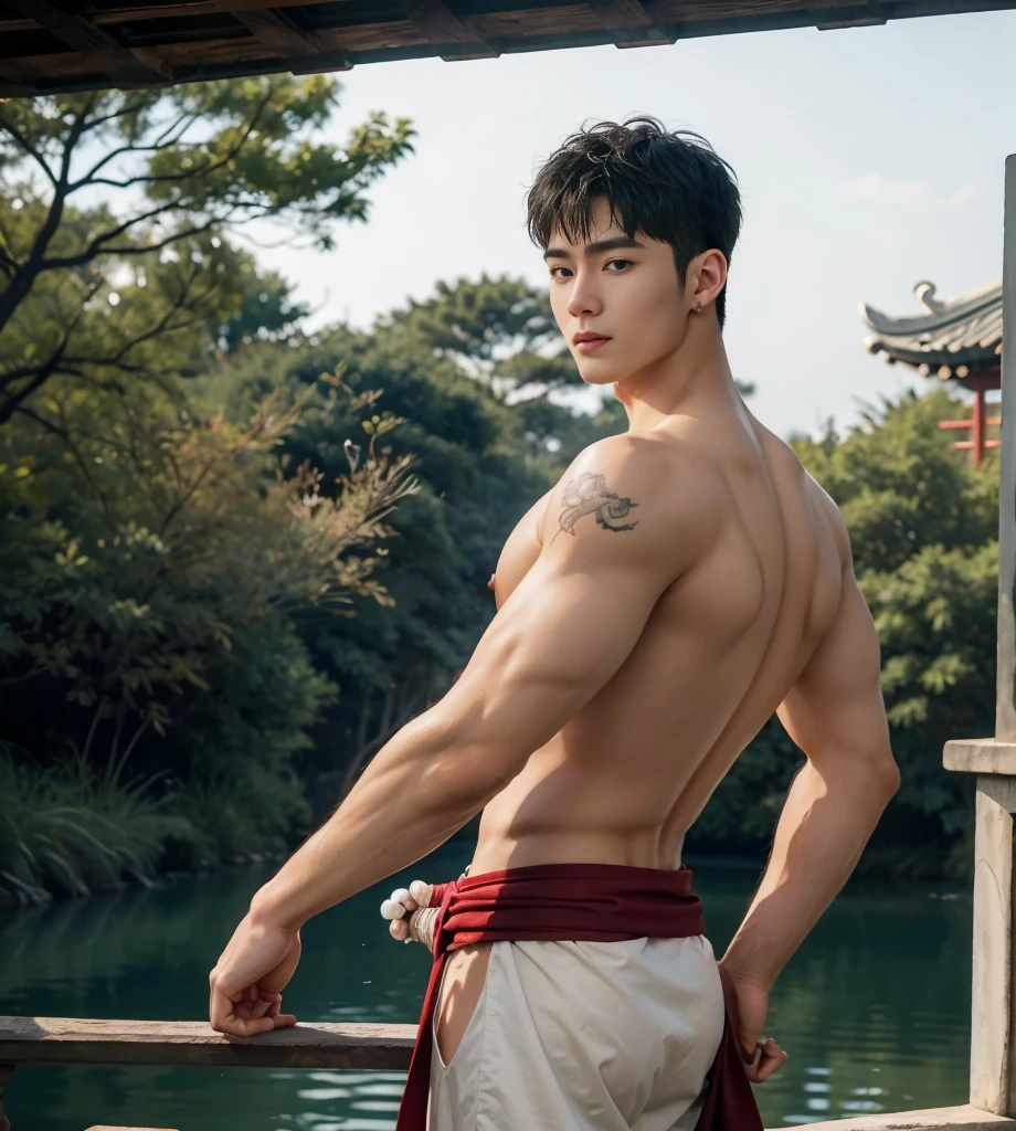 2 Handsome chinese guy fucking, having sex, smilling at each other, full naked , anal sex, show the penis, penetrate, 20 years old,hug, cuddle, touching lips, skin ship, romantic, Asian, chinese hansome actor, kpop idol, handsome male model,manly, master work, best picture quality, higher quality, high detail, super high resolution, 8k resolution, perfect eyes, perfect skin, manly jawline, manly chin, perfect hands, big chest muscles, bare chest, big juicy butts, tattoos chest, tattoo hands, tattoo legs, tattoo back, tattoo arms,earings, ancient pendents, braceles, glowing eyes, short hair,mess curly hair details, detailed background , open Hanfu transparent (see throught), super loincloth, naked, long big erection dick, detailed perfect dick shape, masturbate, Chinese garden background, Chinese kung fu, dragon-themed costumes, monk robes, spinning floating particles, chinese temple in background,