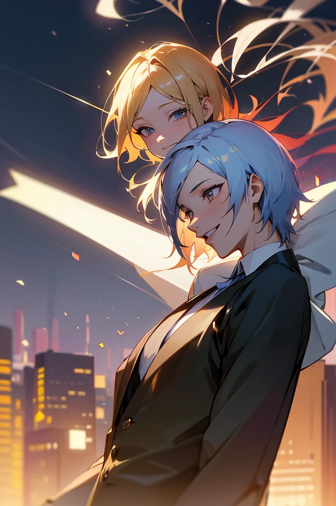 masutepiece, Otherworldly beauty, Surreal, Gay men, exciting Sundays, happy smiles, dynamic angles, city boys, ultra-detailliert, ultra accurate detailed, Bokeh lighting, Convoluted, epicd