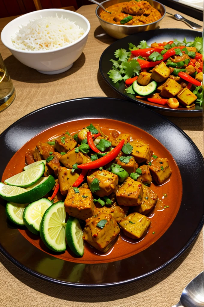 Spicy indian food veg in luxurious cutlery and plate