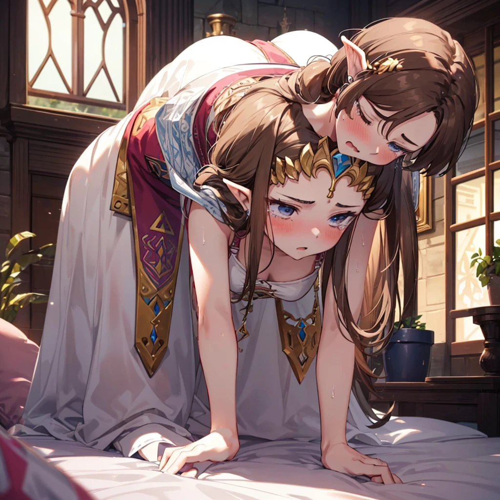 ((boy)),((((A boy and a girl are having sex)))),(((dorsal position))),Princess Zelda, ((highest quality)), (Very detailed) ,Completely naked,Beautiful brown hair,Princess Zelda, ticker,(((On all fours))),((Embarrassed look)),Crying face,Blushing,Princess Zelda, ((highest quality)), (Very detailed), ,(((cry))),beauty,beautiful,Princess Zelda, ticker,nintendo, the legend of zelda