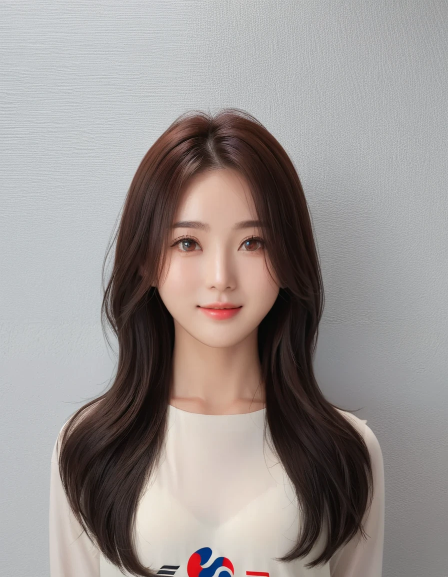 Best Quality, 8k, Masterpiece, (Portrait: 1.3), (photo realistic:1.4), (hyper realistic:1.4), Sharp Focus, looking at viewer, (smoother lighting:1.1), (increase cinematic lighting quality:0.9), realistic lighting, backlighting, light on face, ray trace, (brightening light:1.2), (Increase quality:1.4), sharp detail, (best quality real texture skin:1.4), finely detailed eyes, black_eyes, finely detailed face, 25 year old Korean woman,smiling_face