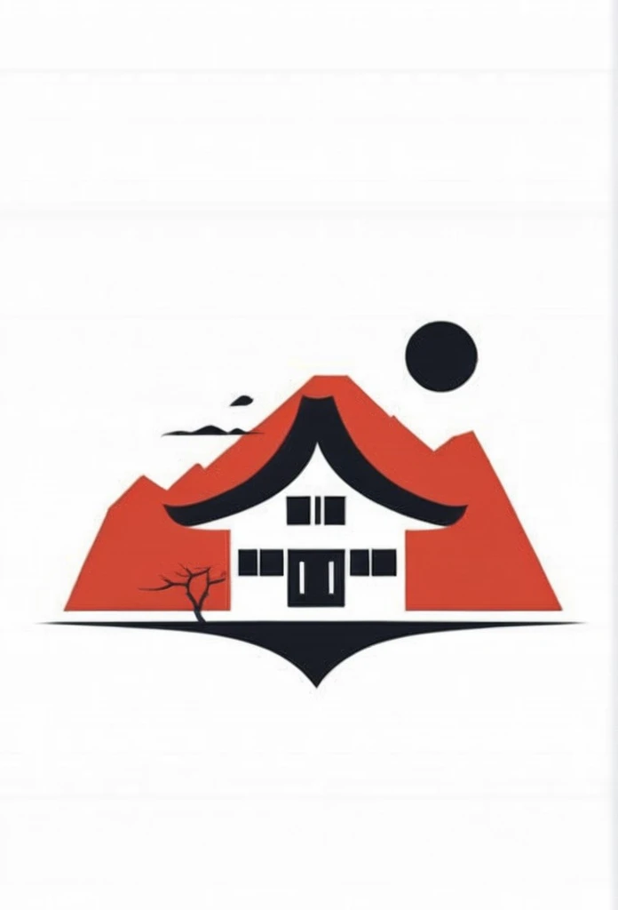 A stylish logo for a Japanese home renovation company. A stylish and cool logo depicting a Japanese house. A very cool, chic and modern design. The background is white.
