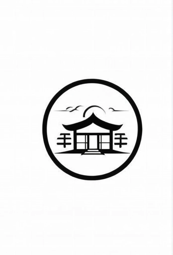 A stylish logo for a Japanese home renovation company. A stylish and cool logo depicting a Japanese house. A very cool, chic and modern design. The background is white.