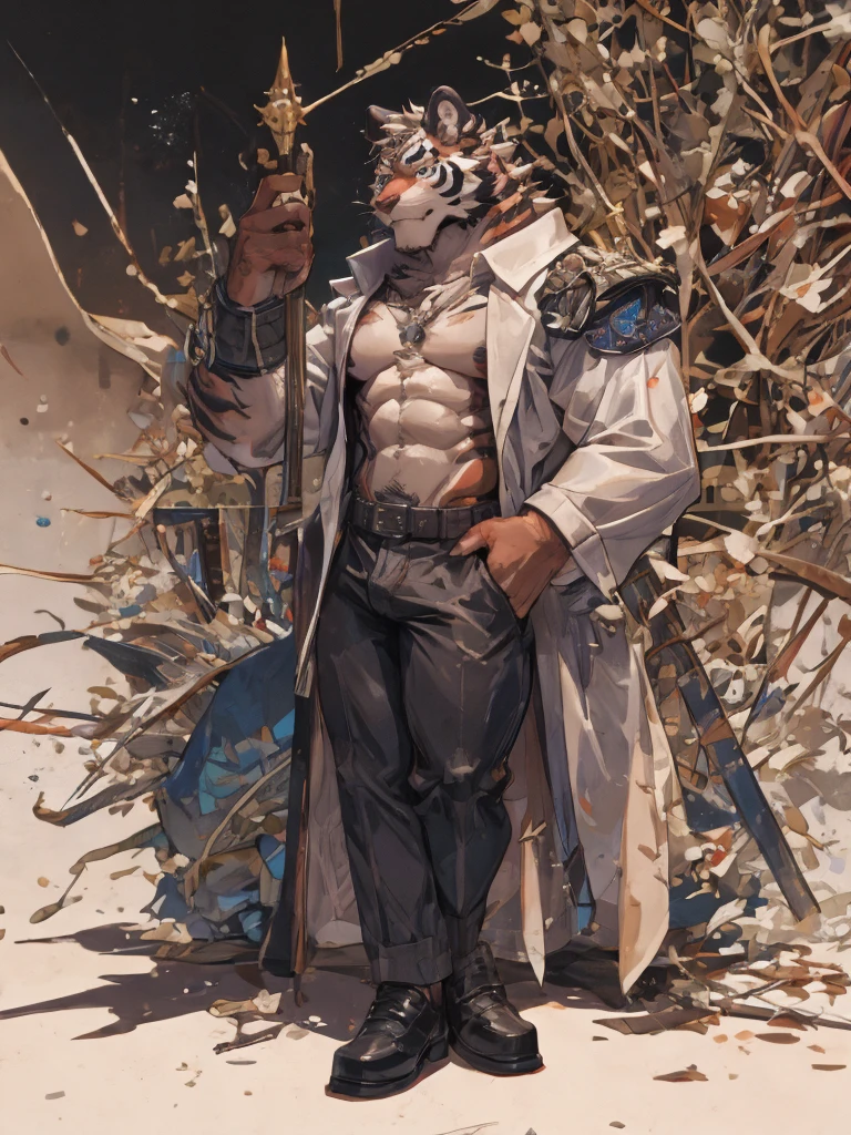 cyborg Male, Brown hair , Fox ears , scars body,robot joints , white Pants , poses ,Full body