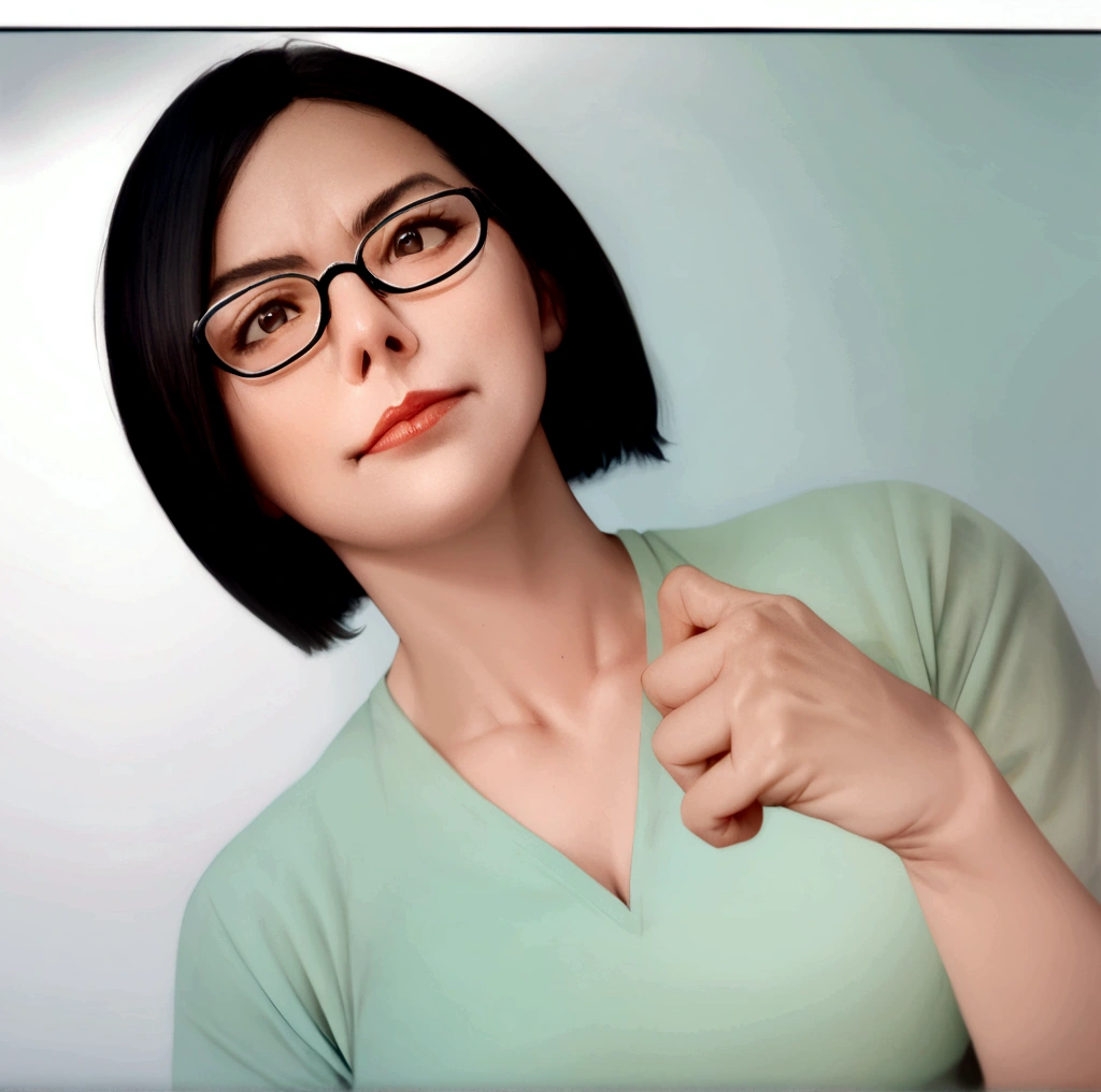 45 years old,Sharp picture,best quality,Wear glasses,hair bob