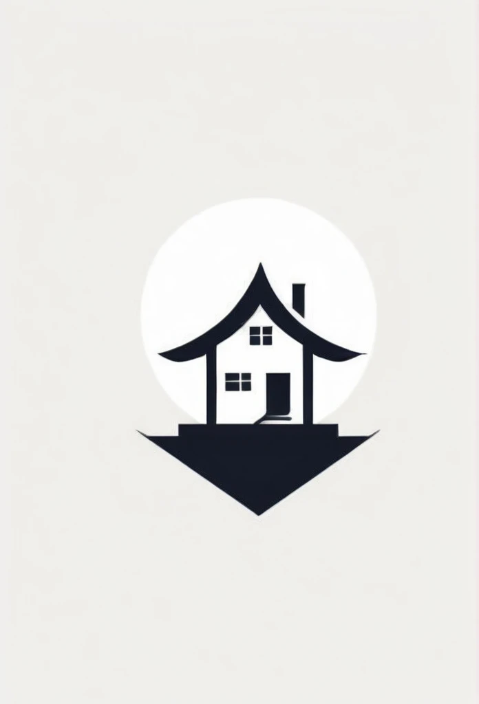 A stylish logo for a Japanese home renovation company. The logo features a simple silhouette of a house, and is stylish and cool. It has a very cool, chic and modern design, and the background is white.