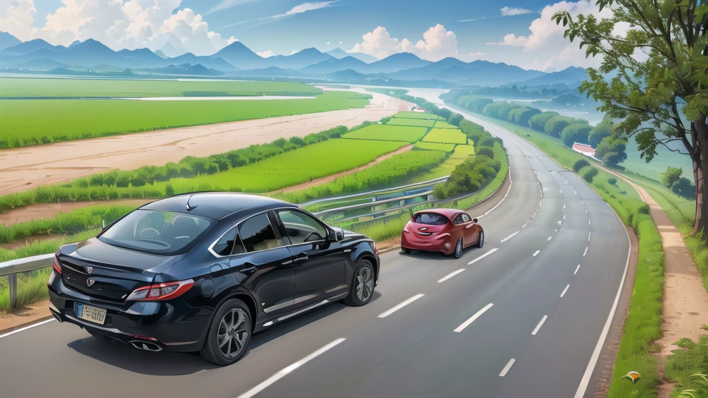 (ร้านอาหารริมroad :1.5),road ,(รถวิ่งบนนroad:1.6) capital landscape:1.5 ,(Many cars:1.5)