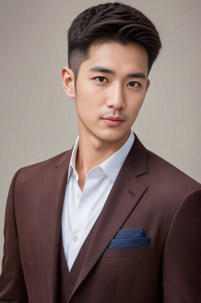 Brown striped suit、 30-year-old handsome employee、The hair is neat.It is not advisable to cut the beard short.no beard. (Super handsome S-class suit man)、 Japanese male, 30 years old、 merchant、 Super Deluxe Set、 office、 Stand up in a suitSyoung handsome man、 full body image、 (CG Unity 8K High Detail Photo)、 (a very detailedSThe most handsome boy in the class)、 (Photos are real)、 ((top quality))、 super detailed、 (Masterpiece)、 super high quality、 High、 audience、 gentleman、 very beautiful hair、 short hair、 bright photos、 As handsome as a model、 As handsome as an idol、 Luxury watches、 Eyes balanced looking at the audience with a slight smile