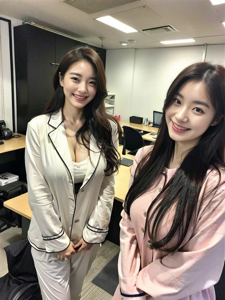 (Photo of a super cute Korean office lady after a bath:1.3)(grin,smile)(Beautiful Sweat:1.3)(16K, RAW Photos, Highest quality, masterpiece: 1.2),(Wet, messy long hair:1.3) Super detailed, Super Resolution, (Genuine, Genuine photos: 1.37), Portraiture, High-resolution RAW color photos, Professional photos, Very detailed, 8k wallpaper, Very detailed CG Unity 8k wallpaper, Very detailed beautiful girls, Very detailed faces, ((whole body)), beautiful woman, Huge breasts,(huge boobs:1.1) (Big Boobs:1.1), Beauty college student (pajamas),office lady, Korean Girls,(K-POP Female Idols), (Idol-class beauty)(Beautiful office lady:1.1)(Dressing room at home:1.2)(16 years old)gal,Gal,Heavy makeup,