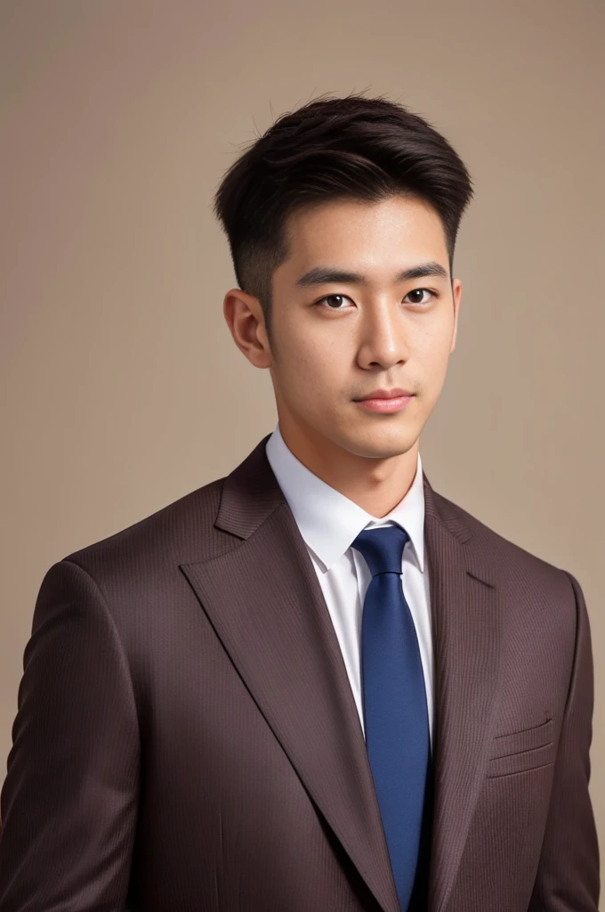 Brown striped suit、　30-year-old handsome employee、The hair is neat.It is not advisable to cut the beard short.no beard.　（Super handsome S-class suit man）、　Japanese male, 30 years old、　merchant、　Super Deluxe Set、　office、　Stand up in a suitＳyoung handsome man、　full body image、　（CG Unity 8K High Detail Photo）、　（a very detailedＳThe most handsome boy in the class）、　（Photos are real）、　　（（top quality））、　super detailed、　（​Masterpiece）、　super high quality、　High、　audience、　gentleman、　very beautiful hair、　short hair、　bright photos、　As handsome as a model、　As handsome as an idol、　Luxury watches、　Eyes balanced looking at the audience with a slight smile
