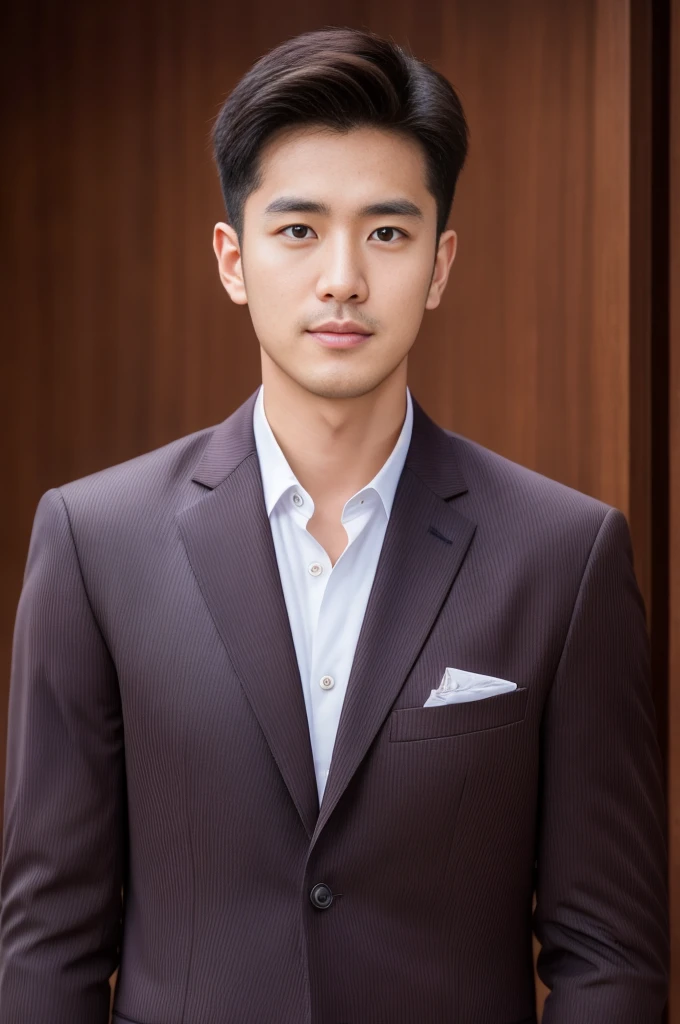 Brown striped suit、 30-year-old handsome employee、The hair is neat.It is not advisable to cut the beard short.no beard. (Super handsome S-class suit man)、 Japanese male, 30 years old、 merchant、 Super Deluxe Set、 office、 Stand up in a suitSyoung handsome man、 full body image、 (CG Unity 8K High Detail Photo)、 (a very detailedSThe most handsome boy in the class)、 (Photos are real)、 ((top quality))、 super detailed、 (Masterpiece)、 super high quality、 High、 audience、 gentleman、 very beautiful hair、 short hair、 bright photos、 As handsome as a model、 As handsome as an idol、 Luxury watches、 Eyes balanced looking at the audience with a slight smile