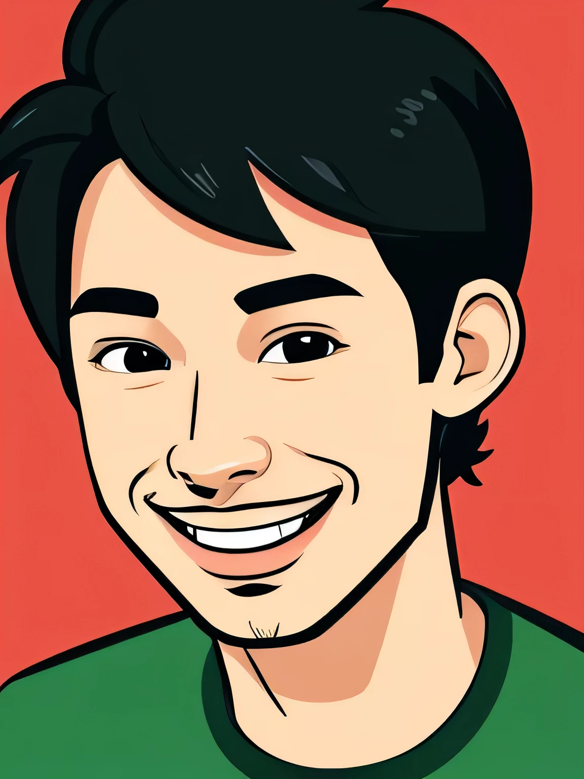 Man smiling showing leaves, Distinctive mouth, cartoon style, cartoon style