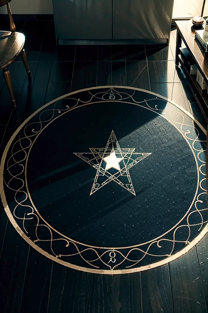 xA pentagram magic circle is drawn on the floor of the room.。And it glows pale。Dimly lit room。Poor visibility。