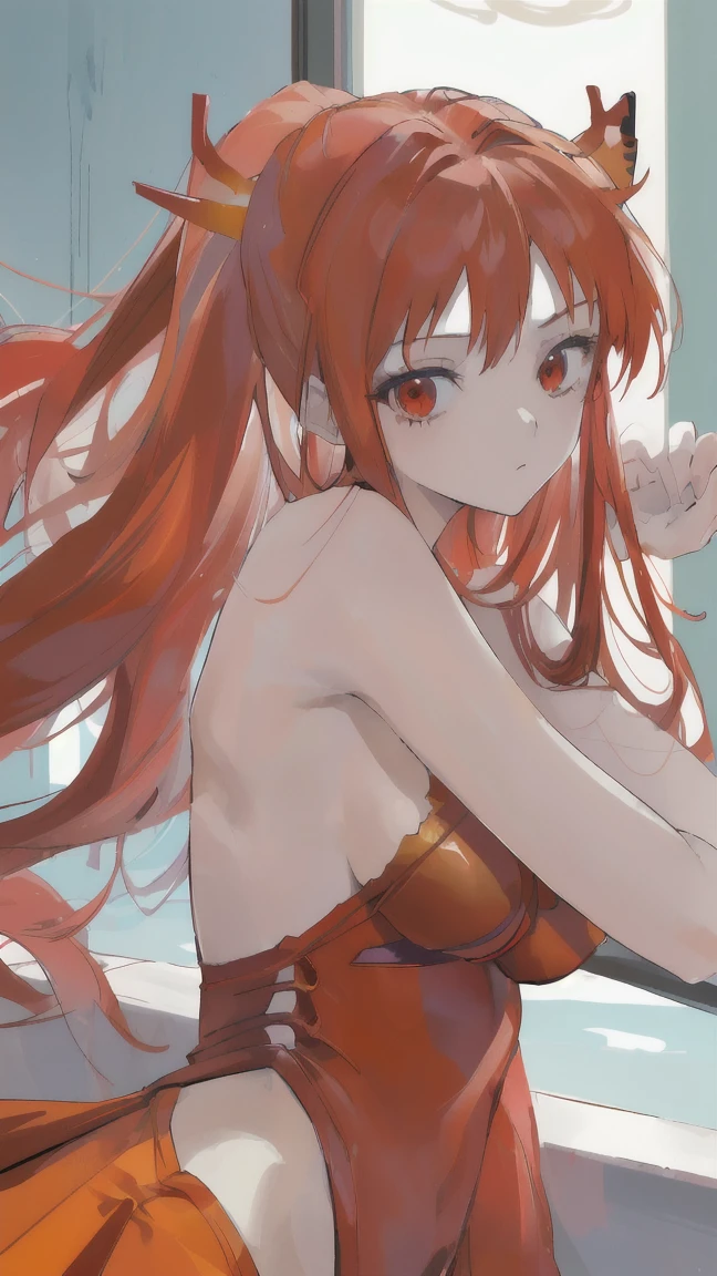 (best quality, masterpiece, colorful, dynamic angle, highest detailed)(Asuka Langley), upper body photo, fashion photography of cute red long hair girl (Asuka Langley), dressing high detailed Evangelion red suit (high resolution textures), in dynamic pose, bokeh, (intricate details, hyperdetailed:1.15), detailed, sunlight passing through hair, colorful art background, (official art, extreme detailed, highest detailed),