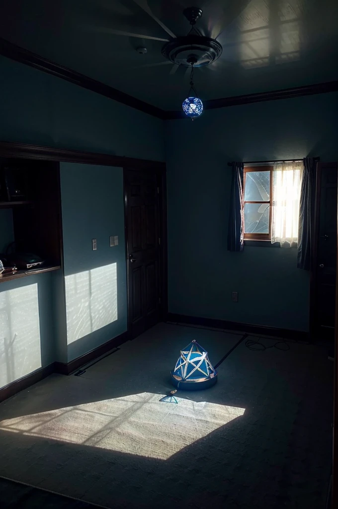 But on the floor of the room, I see a glowing blue pentagram magic circle.。Dimly lit room。Poor visibility。The haze is winning。